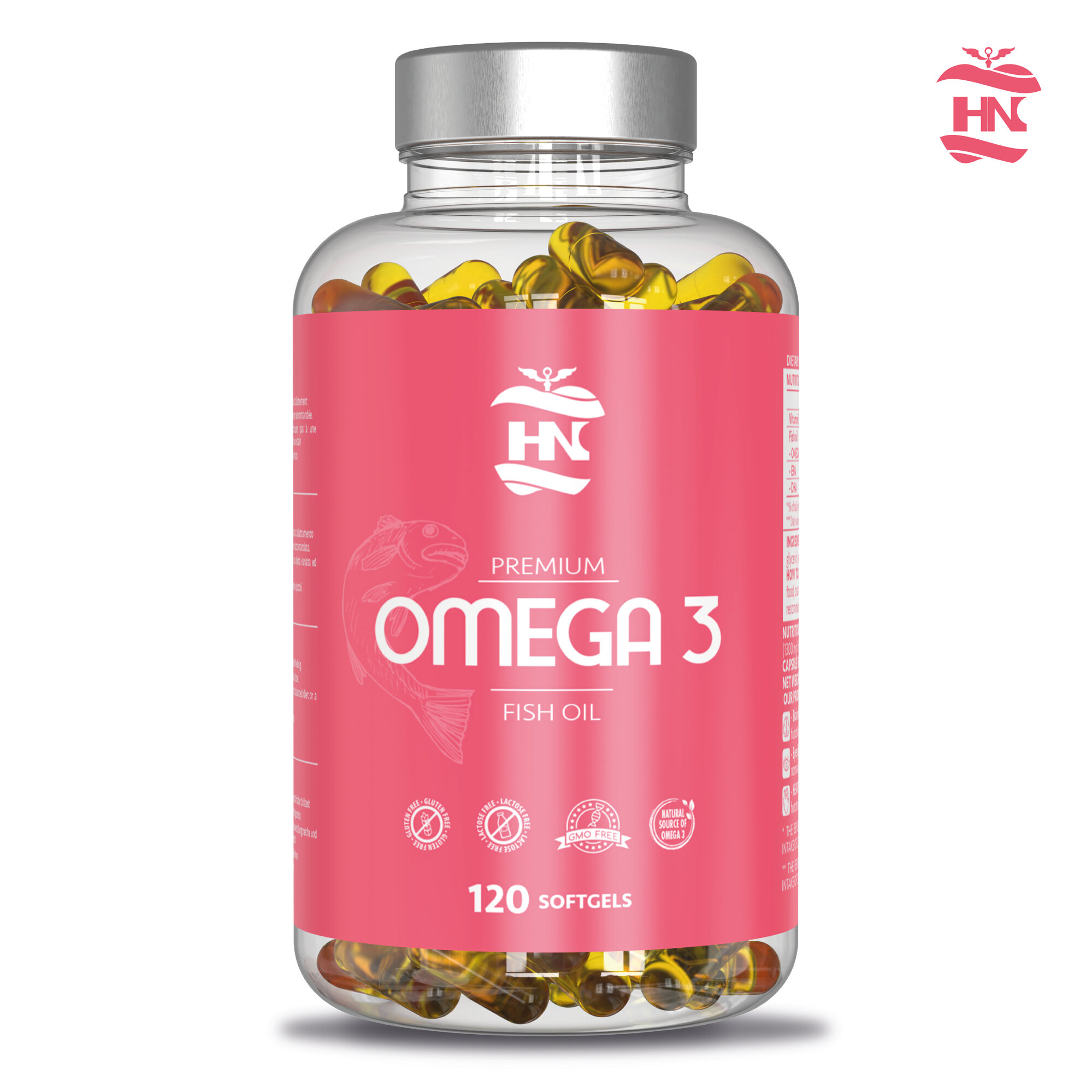 HN Healthy Nutrition - Omega 3 Capsulas 2000 mg a Base de Aceite de Pescado Omega3-120 Perlas Blandas de Acidos Grasos Omega 3 800mg EPA - 400mg DHA 1000mg Alta Concentracion EPA – DHA con Vitamina E 120 Cap. (1 Bote) - 1
