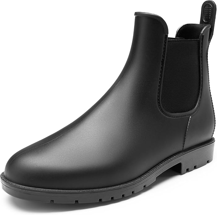 Botas de Agua Hombre Chelsea Zapatos de Lluvia Impermeable Wellington Botines de Goma de Moda Flexible y Antideslizante - 1