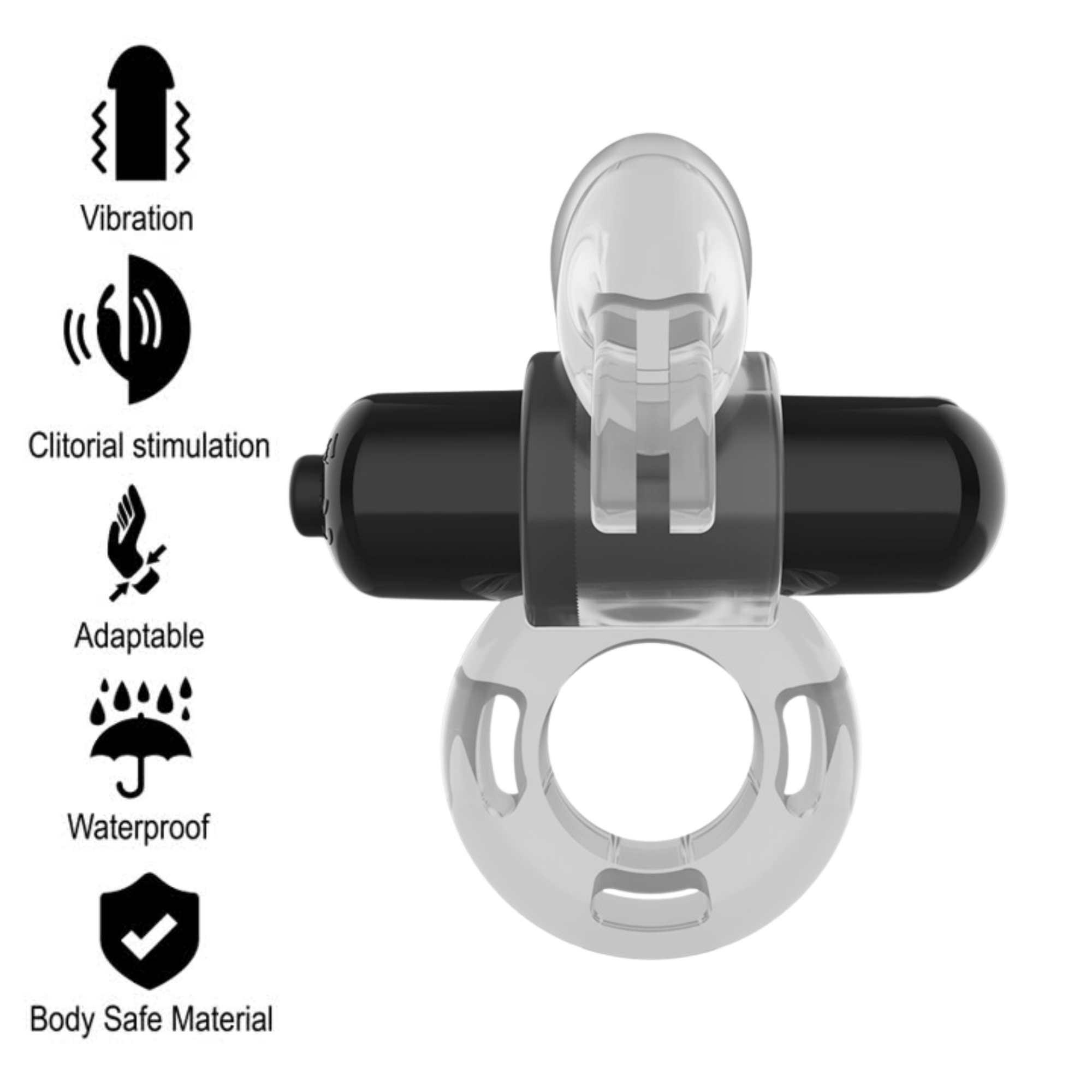 Intense Anillo Vibrador rabbit para pene | Estimulador de Clítoris en Forma de Conejito | Anillo para Pene con Vibración Retardante Eyaculación y Erección Más Firme | Waterproof IPX7 | Suave al Tacto | Uso en Solitario o en Pareja  | Pilas LR44 Incluidas| - 1