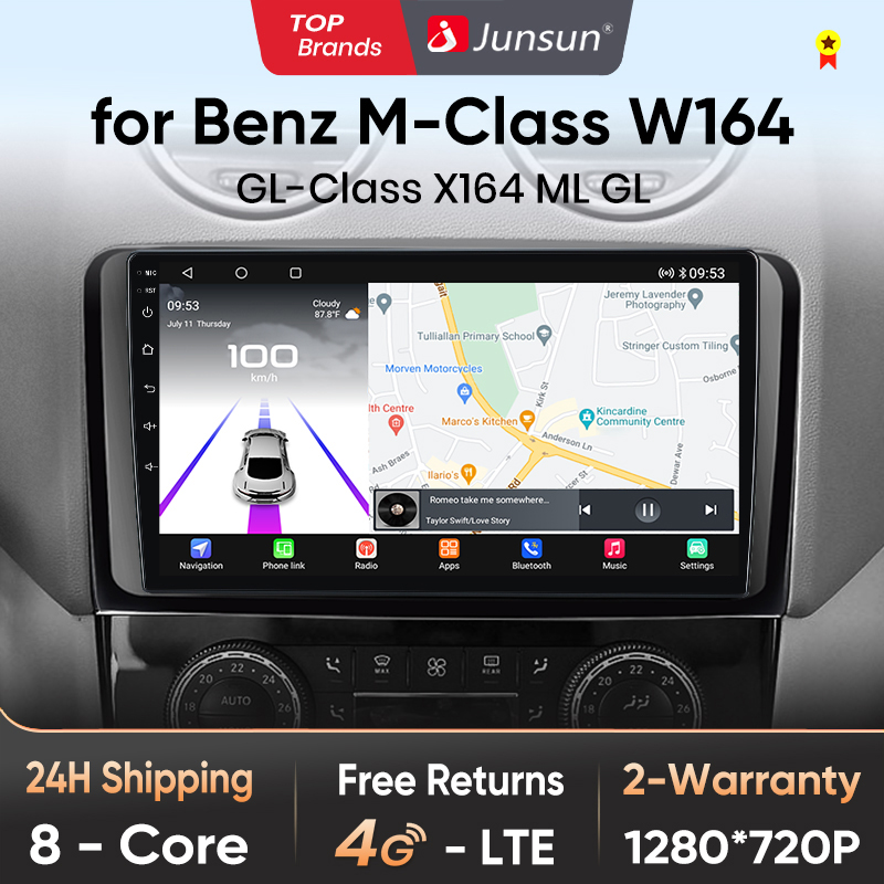 Junsun Tech Android 13 Radio para Mercedes Benz M-Class W164 GL-Class X164 ML GL de Coche con Chip Qualcomm de 8 Núcleos CarPlay Inalámbrico Autorradio Estéreo Pantalla HD Multimedia - 1