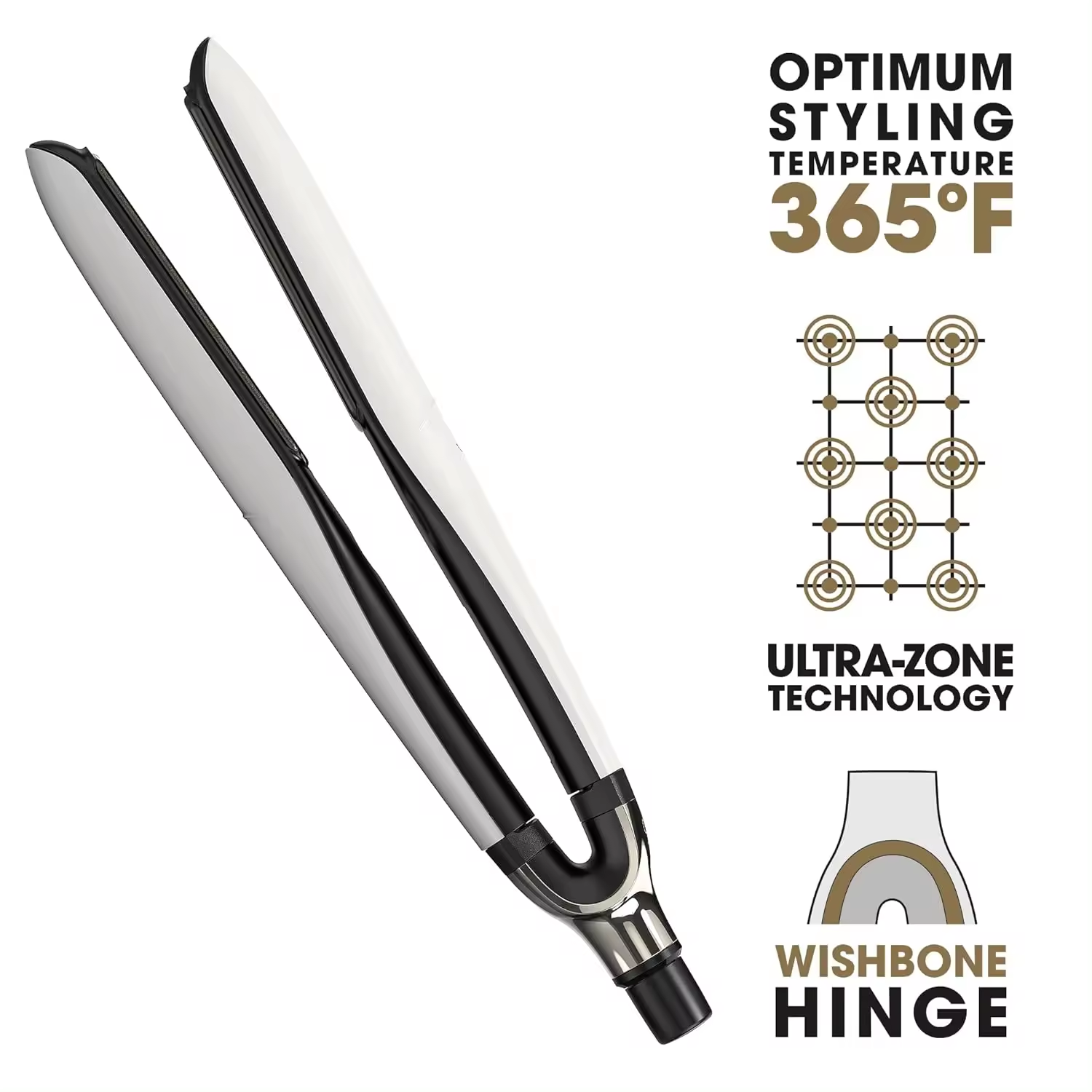 ghd platinum+ blanca - Plancha de pelo profesional inteligente, tecnología Ultra-zone, menos rotura del cabello, más brillo y protección del color, temperatura óptima de peinado 185ºC homogénea - 1