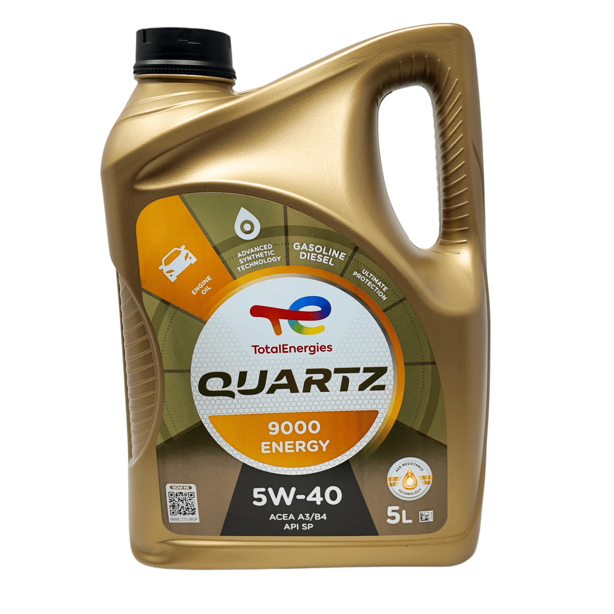 Aceite Motor Total Quartz 5W40 5L 9000 -  Aceite motor 5w40 Total Quartz 9000 energy - Total Energies Quartz 5W40 5L - Lubricante Total Energies 5W40 ACEA A3/B4 /API SP - Lubricante coche para motores diésel y gasolina 5w40 barato - 1