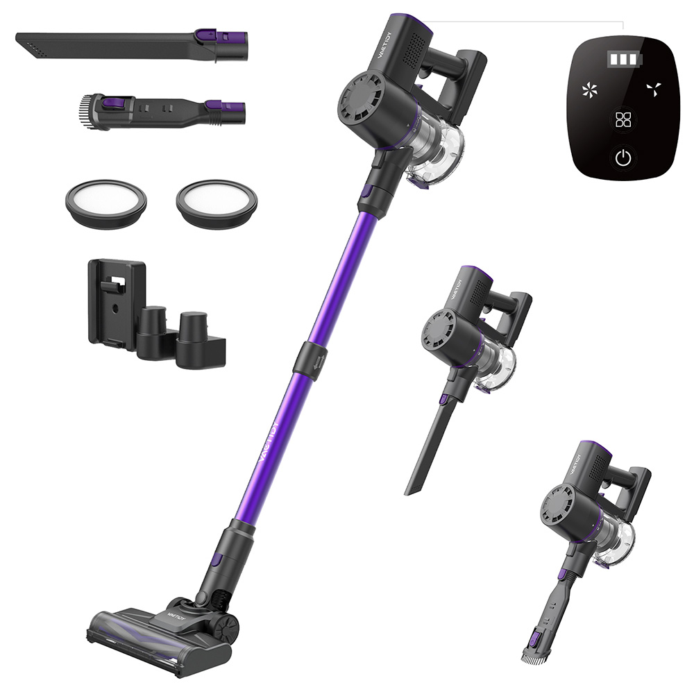 Escoba Aspiradora Sin Cable Mascotas Sofa Vactidy V8 Pro, 25kPa succión , Aspiradora de mano Inalambrica coche，sistema filtración ciclónica, depósito polvo 500ml, pantalla táctil LED, cabezal cepillo rotatable 180°, 35 minde autonomía limpia tapicerias - 1