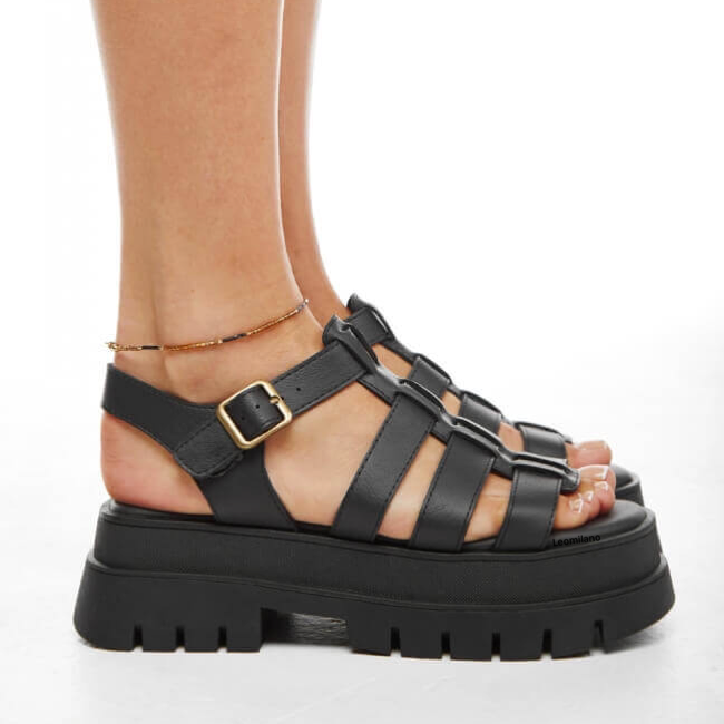 Sandalias de Mujer Verano color Negro con Plataforma y Tiras,Comodidad y Estilo para Verano Planta del pie acolchada Diseño Elegante y Ligero Altamoda - 1