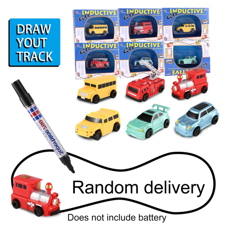 Enlighten Magic Pen Inductive Car Children's Train Tank Toy Car Draw