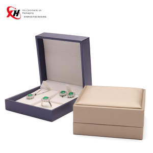 Brushed PU Leather Rings Pendants Pearl Necklace Box Jewelry