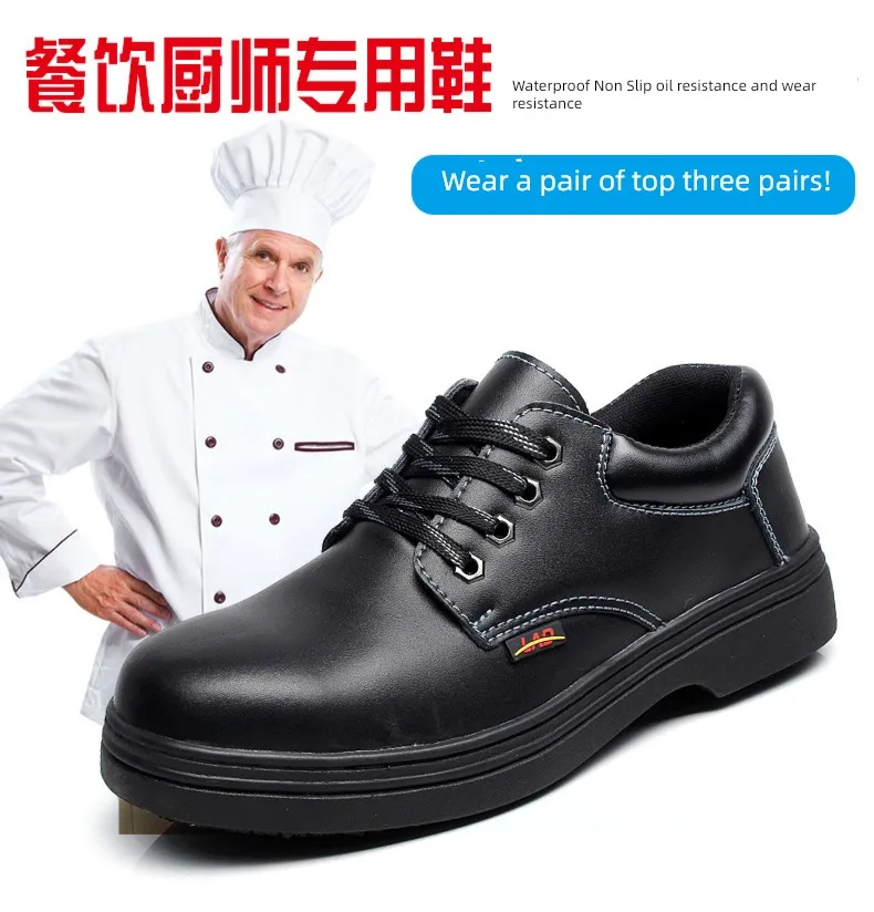 Kitchen Shoes Chef Shoes Non Slip Safety Shoes Steel Toe Leather Waterproof Oil Proof Anti Smashing and Anti Penetration Work Shoes Men Lazada