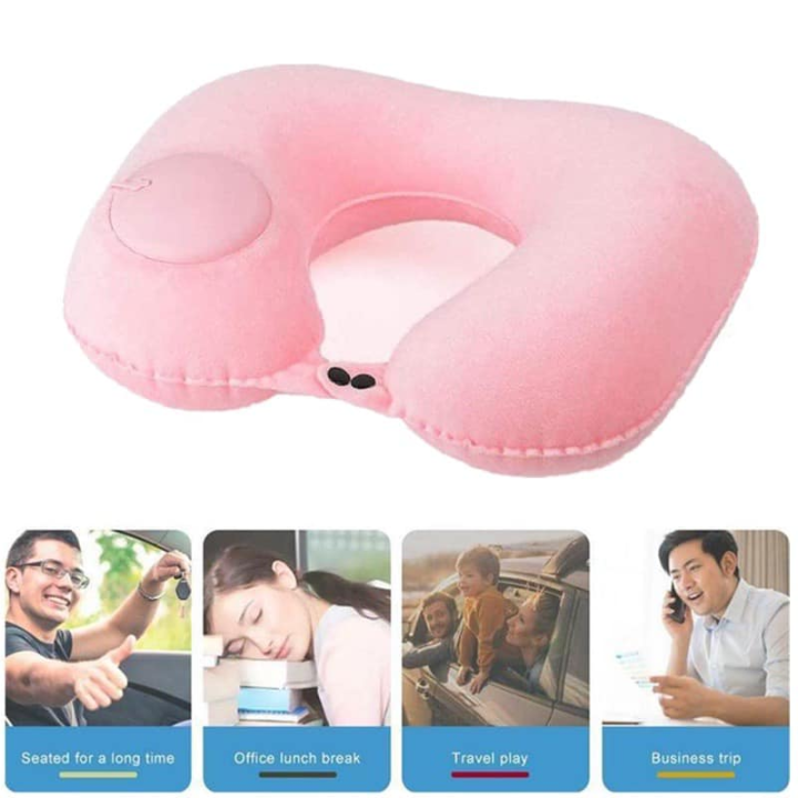 Easy Inflate Travel Pillow Inflatable Press Pump U-shaped Travel