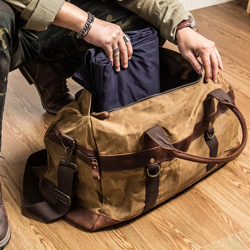 Canvas and leather weekend bag best sale