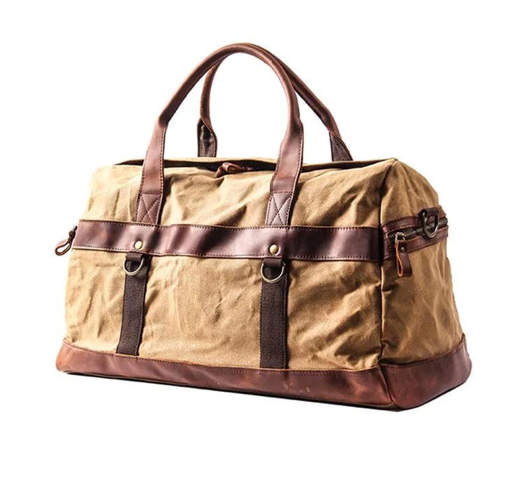 Canvas leather duffle bag hotsell