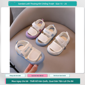Sandal Lưới Thoáng Khí Cho Bé Mới Biết Đi Đế Mềm Chống Trượt Quai Dán Velcro Tiện Lợi Phong Cách Hàn Quốc Bé Trai Bé Gái