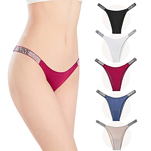 PRE-ORDER] Rhinestones Thong Bikini Panty - 3 Pk Sexy Bling T-Back