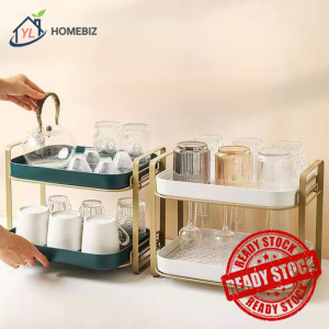Lunn Mug Holder Rak Dapur Cup Holder Storage Cup Rack Double-Layer Storage Place Coffee Glass Mug Drainer Pemegang Cawan Rak