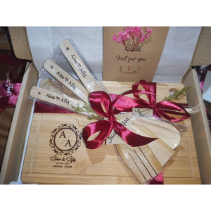 Lunn Hadiah kahwin custom nama laser engraved cutting board  spatula set supprise gift housewaing gift wedding gift