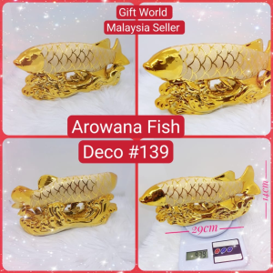 GEOMANTIC MARKET AROWANA FISH GOLDEN STATUES  GOLDEN AROWANA CERAMIC STATUES  READY STOCK IN MALAYSIA SHIP FROM KL