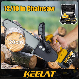 Metal Mart KEELAT 12106 inch Cordless Chainsaw Electric Single Hand Saw Woodworking Wireless Logging Saw Rechargeable Chain Saw