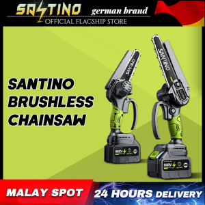 Metal Mart SANTINO Mini Chainsaw 8 Inch Cordless Electric Portable Chainsaw Rechargeable Li-ion Battery