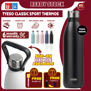 Tyeso Classic Theos Bottle 750ml1000ml With Free Pouch Bag 304 Stainless Steel Tumbler Water Bottle Botol Air 保温瓶保温杯