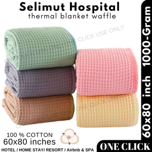 RestfulNights Store Selimut Hospital theal blanket waffle design 100 cotton 1000gram High Quality Super Single Selimut Hospital Hostel