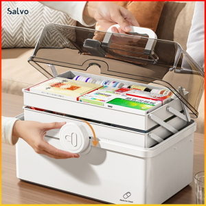 Renewed Vitality Outlet Large First Aid Kit Storage Box Transparent Plastic Medicine Portable Household Multi Purpose Storage Box 3 Tier