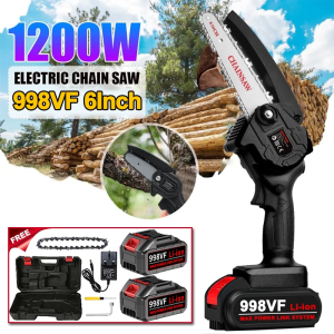 Metal Mart Chainsaw Cordless 998VF 6 Inch Electric Mini Chainsaw Wood Cutter Portable Branch Pruning Saw Gergaji Elektrik Mesin 电锯