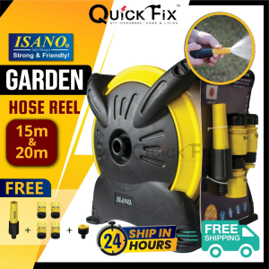 Metal Mart QuickFix NEW ISANO Water Hose Reel Roller 15m 20m Wall Mounting Bracket Premium Stackable Garden Air Pipe Extension
