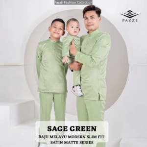 RAMADAN STATE Sedondon SetPazze Baju Melayu Modern Slim Fit (Emerald Green Dusty Green Mint Green Sage Green) +  FREE Butang