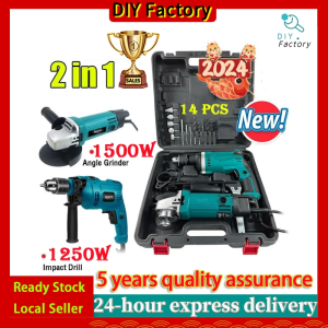 Metal Mart 【COMBO SET】1500W Angle Grinder + 1250W 3 In 1 Electirc Impact Drill 角磨机 冲击钻