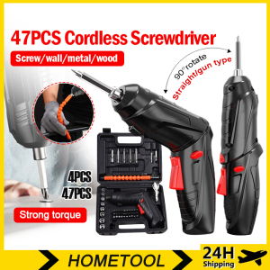 Metal Mart HOMETOOLMLK 47PCS 3.6V Cordless Electric Screwdriver Drill Rechargeable Cordless Screwdriver Drill Hand Drill Furniture