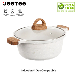 lunn ☛JEETEE 202428CM Die Cast Non Stick Pot Casserole Pot Cookware Pot Periuk Batu PFOA Free Suitable Al Stoves♛