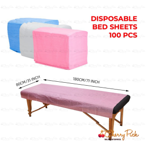 RestfulNights Store Malaysia Stock100Pcs Disposable Bed Sheet Beauty Salon Massage Cover Medical 80x180cm 70x170cm white blue pink