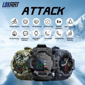 Renewed Vitality Outlet LOKMAT ATTACK 1.28 Touch Screen Sports Fitness Tracker Smart Watch Men Heart Rate Monitor Blood Pressure