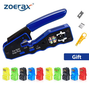 Metal Mart RJ45 Crimp Tool Pass Through Crimper Cutter for Cat6a Cat6 Cat5 Cat5e 8P8C Modular Connector Ethernet All-in-one Wire Tool