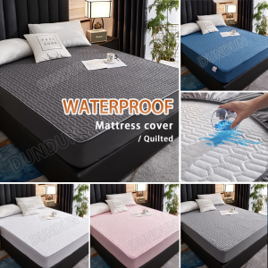 RestfulNights Store 【Free Pillow Case】Waterproof Mattress Protector Elastic Fitted Bedsheet Cadar Tilam Bedspread Singe Queen King Mattress Cover Dust Cover Waterproof Fitted BedSheet Anti-Dustmite Anti-Bacterial Available in all sizes Mattress Cover Re