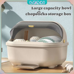 Lunn Large Capacity Bowl Kitchen Dish Rack with Cover Dish Drainer with Chopstick Multifunctional Storage Cabinet 碗筷餐具收纳盒