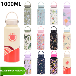 1000ML Theos Bottle Theos Cup Large Capacity Wide Mouth Portable Vacuum Sports Bottle Outdoor Printed Water Bottle