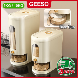 GEESO Super Capacity 5KG10KG Rice Dispenser Rice Bucket Insect Moisture Proof Food Storage Container Free Rice Cup 米桶 防虫防潮 谷物收纳桶