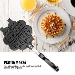 lunn ▲Non-Stick Waffle Maker Pan Maker Heart Shape Household Kitchen Gas Non Stick Iron Mold Press Flower waffle maker♕