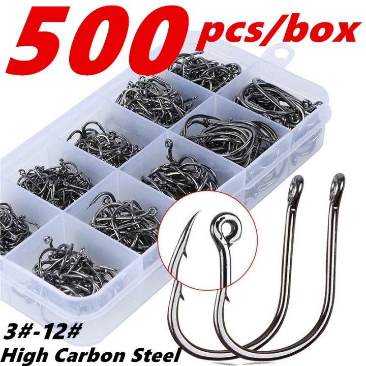 100Pcsbox Fishhook Crucian Carp Circle Carp Fish Hooks 10 Mixed Sizes ...