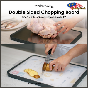 lunn Ready Stock Stainless Steel Large Chopping Board for Kitchen 304 Durable Double-Sided Use Cutting Board 不锈钢双面菜板