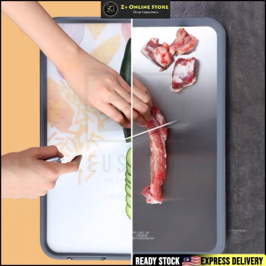 lunn ZPLUS Double Sided SUS304 Stainless Steel Chopping Board Dual Side Standable Antibacterial Kitchen Cutting Board