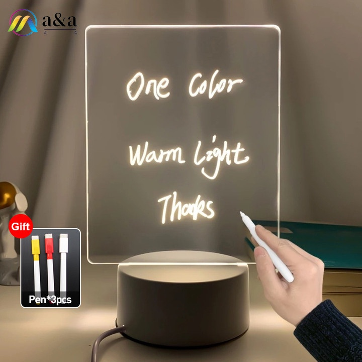 USB Message Board Lamp night light Note Board Lamp Clear Acrylic with ...