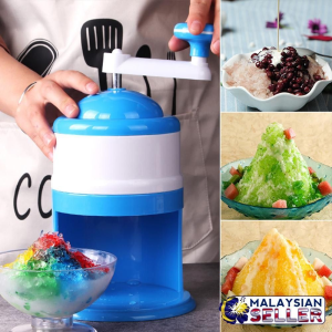lunn Mesin Air Batu ABC Maker Ice Crusher Shaved Ice Machine Manual Portable Hand Crank Blue Home Pengisar Ais Kacang Kepal