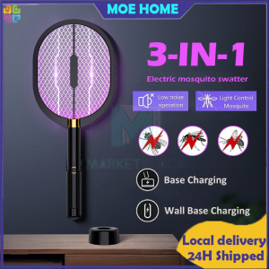 RestfulNights Store 3-In-1 Mosquito Racket Electric Mosquito Swatter Rechargeable Insect RacketMosquito Killer Swatter Racket Insect Zapper