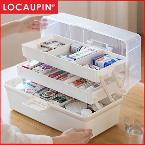 Renewed Vitality Outlet Locaupin Portable Handle Medicine first aid Box Plastic Medicine Basic Organizer. Family small Safety Emergency Medical