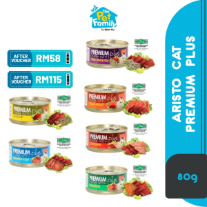 24 x 80g Aristo Cats Premium Plus Tuna Cat Food Wet Canned Food Chunk Meat Makanan Kucing Cat Snack TPF