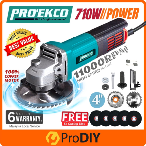 Metal Mart PRO EKCO EK-AG060 100mm 4 Inch Angle Grinder 710W 220V Cutter PURE COPPER Grinding Cutting Machine Pemotong Besi Kecil