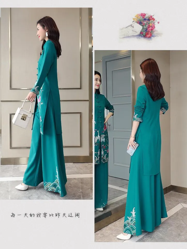 Cheongsam with pants hotsell