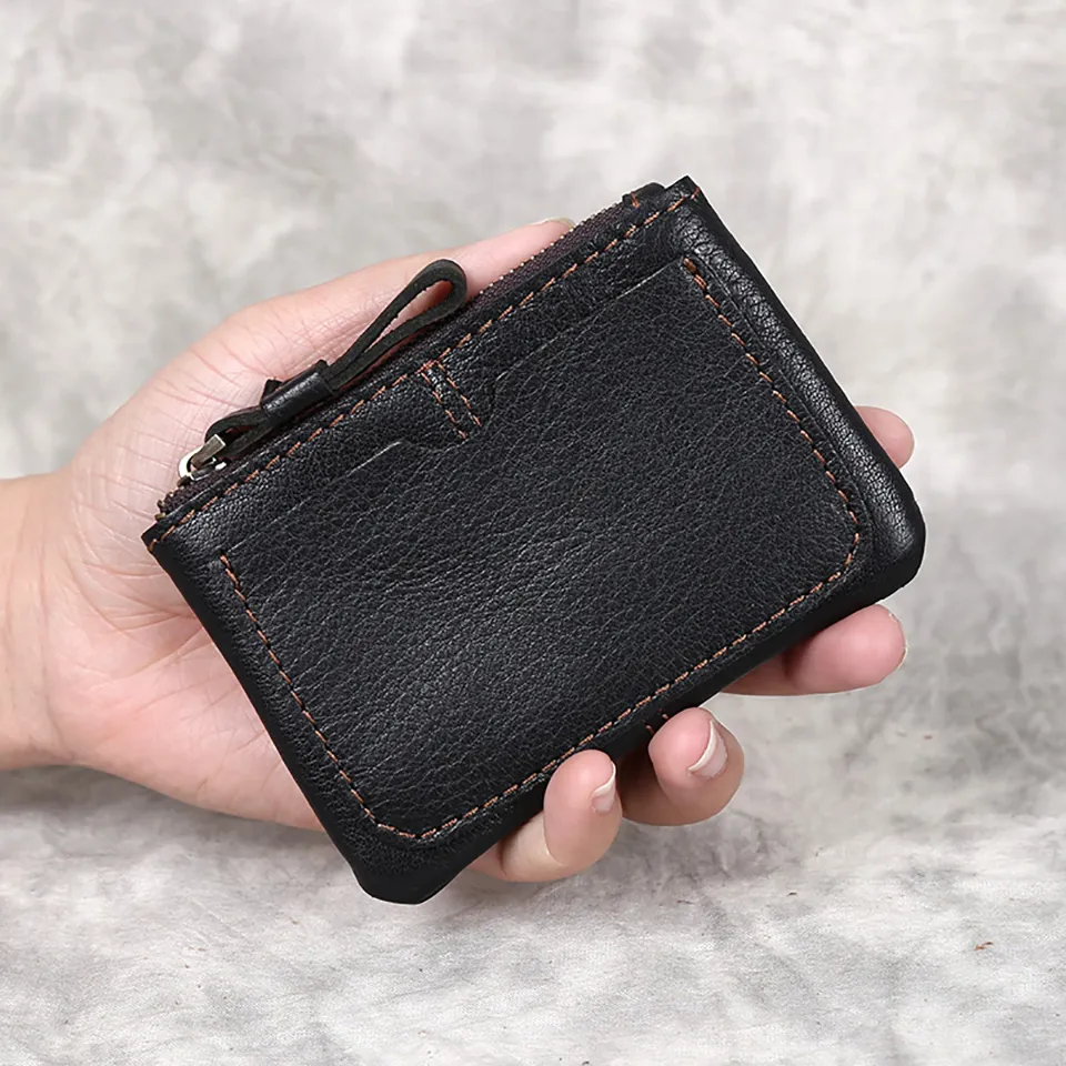 Genuine Leather Mini Coin Purse Men Wallet Slim Vintage Small Man Short  Section Casual Card Wallets Little Pouch Bag NUPUGOO