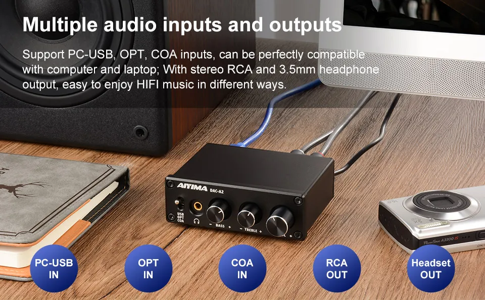 AIYIMA DAC-A2 Mini HiFi Digital Audio Decoder USB DAC